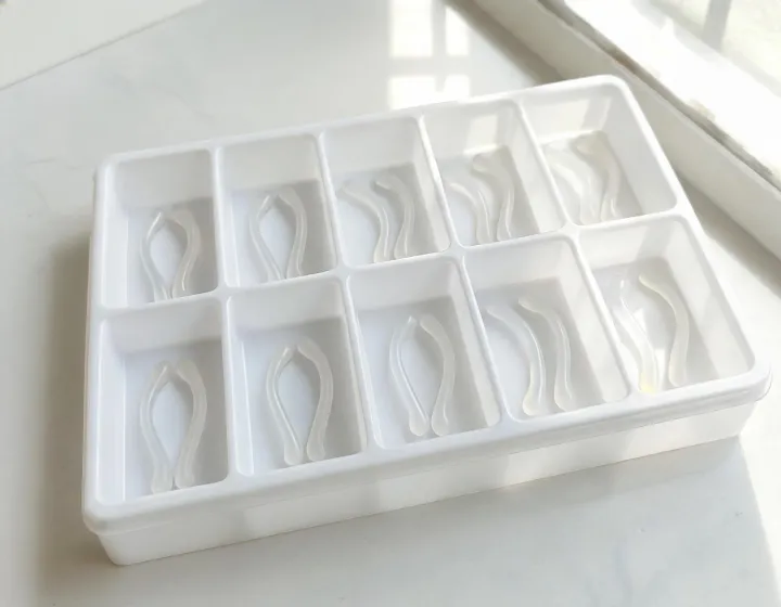 Silicone temple tips sample kit on an approval tray