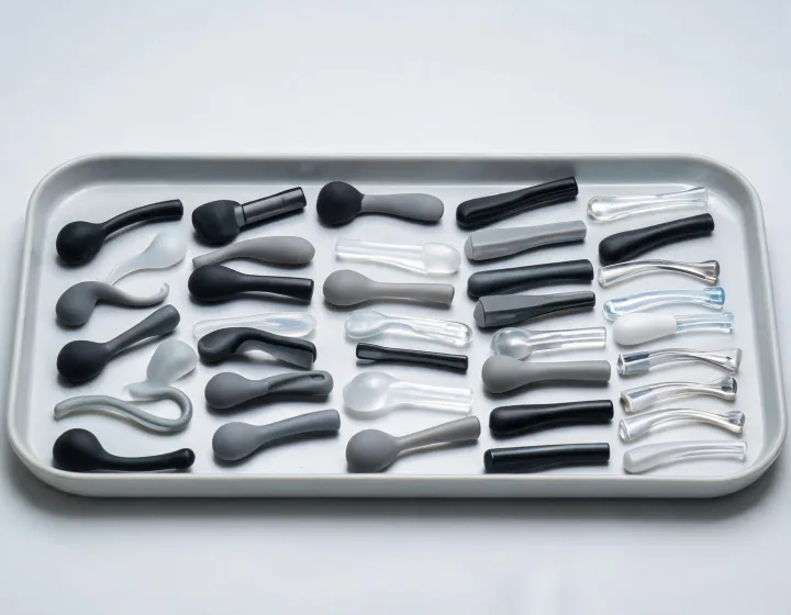 Glasses temple tips staged for a wholesale inquiry brief